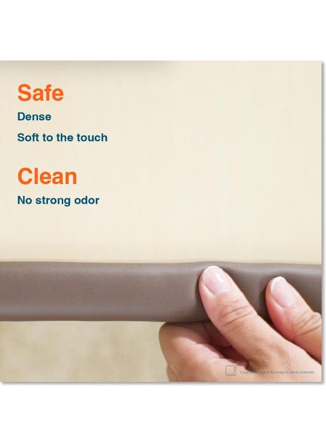 Roving Cove Edge Protector for Baby Proofing (12ft Large Edge Only), Hefty-Fit Heavy-Duty, Soft Rubber Foam, Furniture Edge Bumper Guard, 3M Adhesive, Coffee Brown