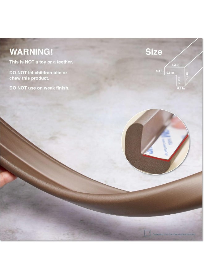 Roving Cove Edge Protector for Baby Proofing (12ft Large Edge Only), Hefty-Fit Heavy-Duty, Soft Rubber Foam, Furniture Edge Bumper Guard, 3M Adhesive, Coffee Brown