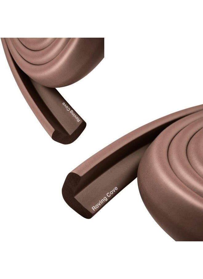 Roving Cove Edge Protector for Baby Proofing (12ft Large Edge Only), Hefty-Fit Heavy-Duty, Soft Rubber Foam, Furniture Edge Bumper Guard, 3M Adhesive, Coffee Brown