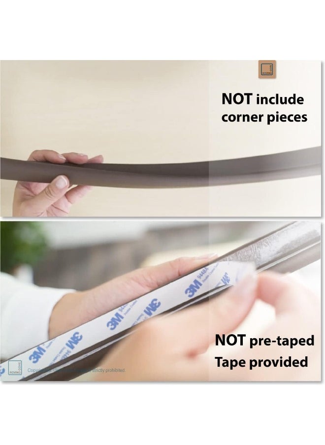 Roving Cove Edge Protector for Baby Proofing (12ft Large Edge Only), Hefty-Fit Heavy-Duty, Soft Rubber Foam, Furniture Edge Bumper Guard, 3M Adhesive, Coffee Brown