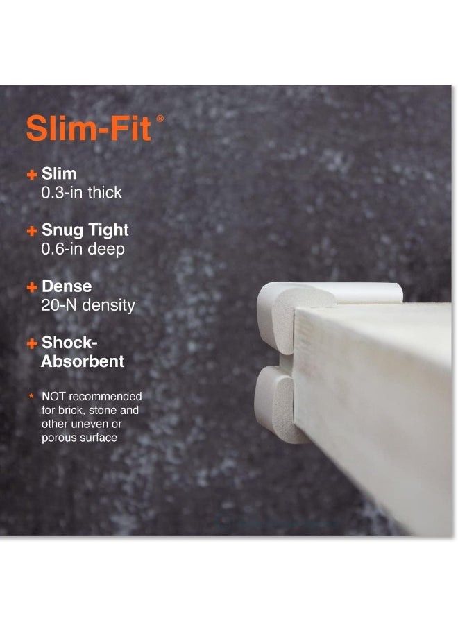 Roving Cove Slim-Fit Corner Protector for Baby Proofing (8 Small Corners), Soft Rubber Foam Furniture Corner Bumper Guards, 3M Adhesive Pre-Taped, Oyster White (Off White)