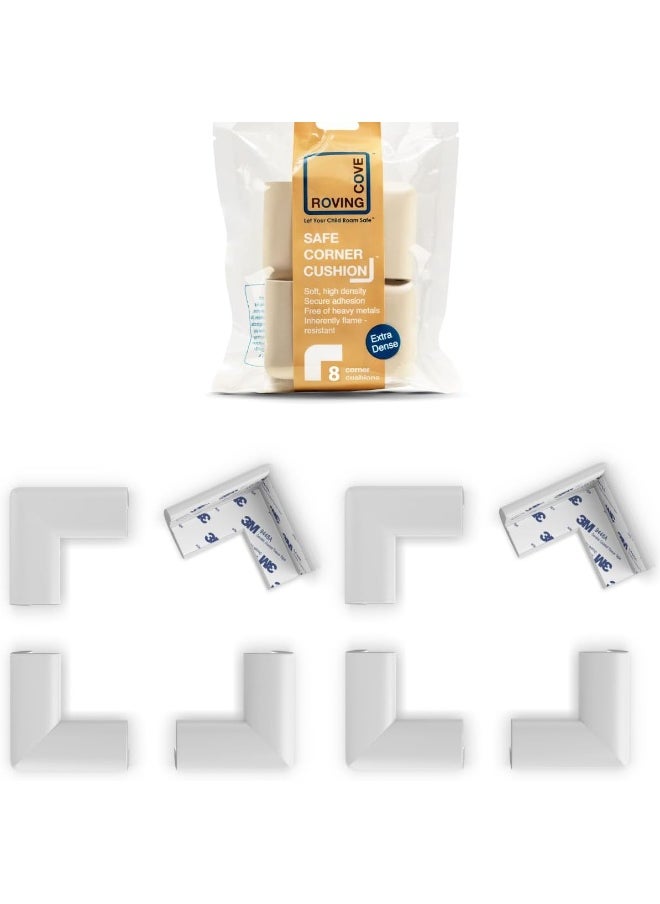 Roving Cove Slim-Fit Corner Protector for Baby Proofing (8 Small Corners), Soft Rubber Foam Furniture Corner Bumper Guards, 3M Adhesive Pre-Taped, Oyster White (Off White)