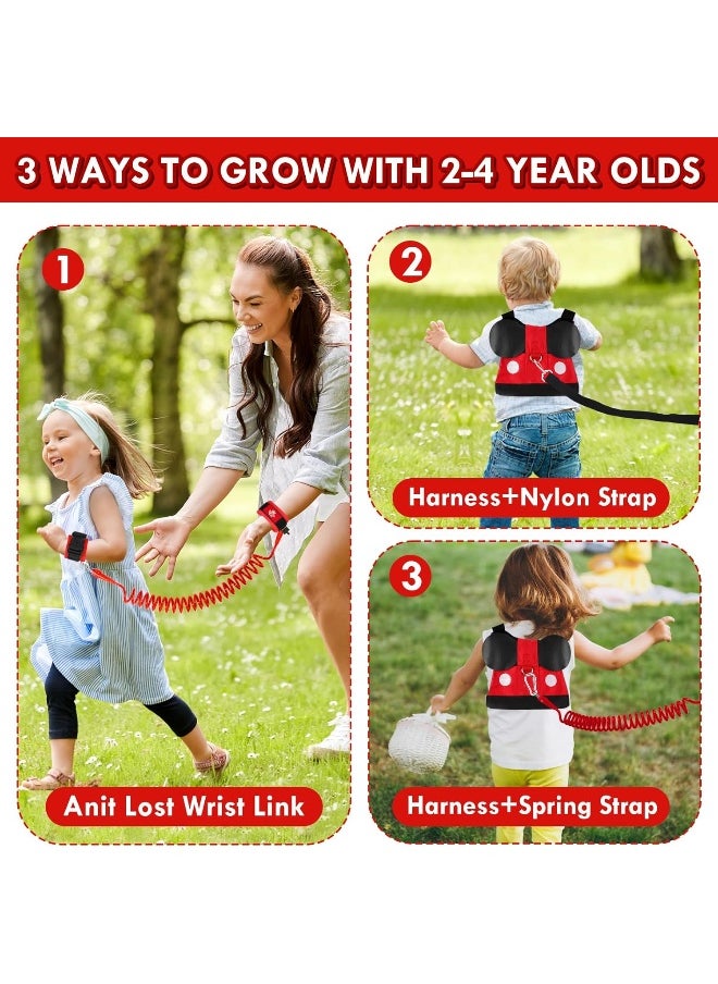 Lehoo Castle KWANITHINK Toddler Leashes for Walking, 2 in 1 Kids Safety Harness + Anti Lost Wrist Link, Baby Leash Harness for Walking Boys and Girls (Mickey)