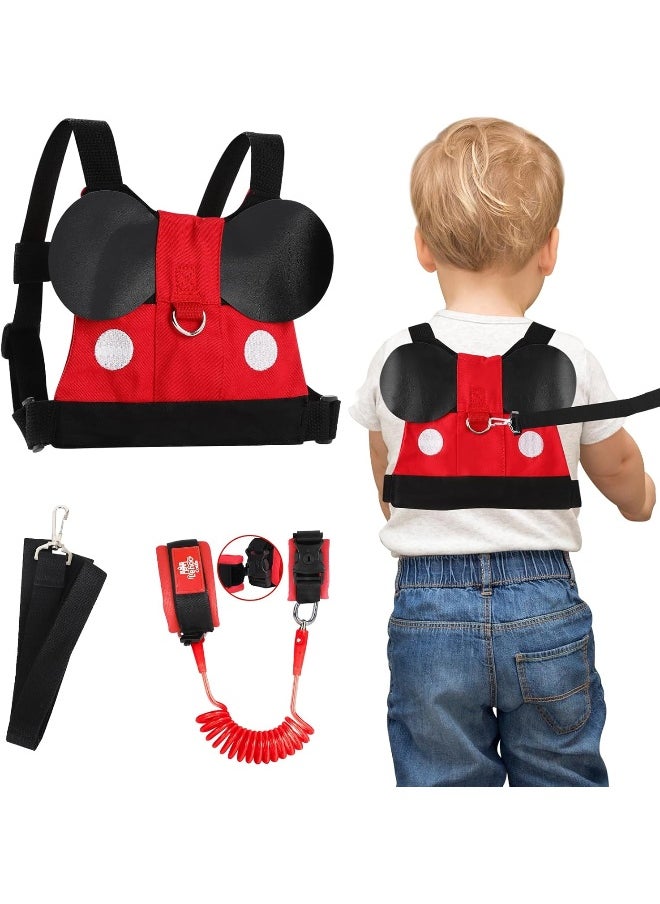 Lehoo Castle KWANITHINK Toddler Leashes for Walking, 2 in 1 Kids Safety Harness + Anti Lost Wrist Link, Baby Leash Harness for Walking Boys and Girls (Mickey)