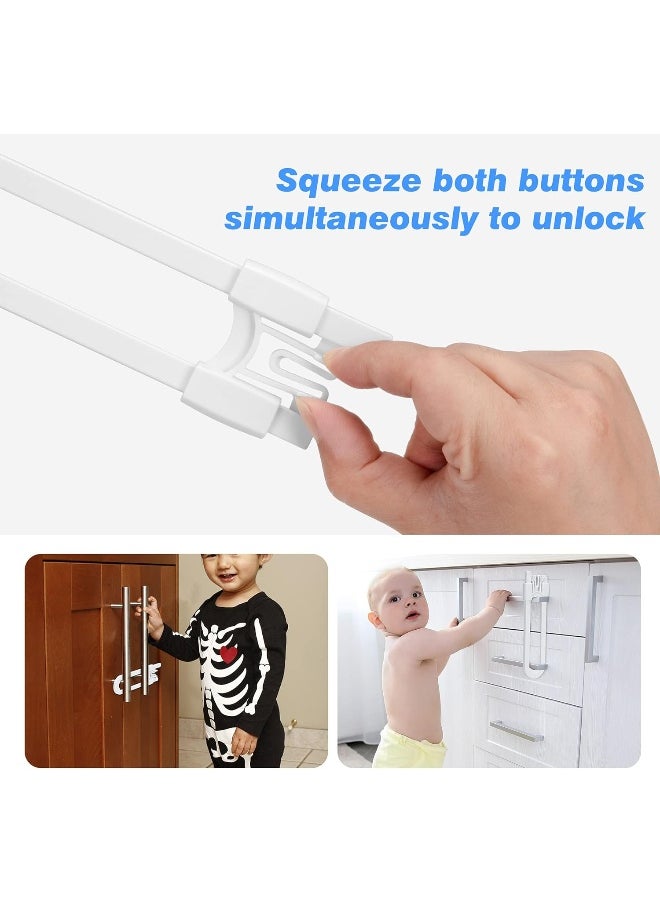 vmaisi 20 Pack U Shaped Sliding Cabinet Locks Baby Proofing - Adjustable Child Safety Locks, Childproof Latches for Kitchen Bathroom Storage Cupboards Doors, Handles and Knobs White