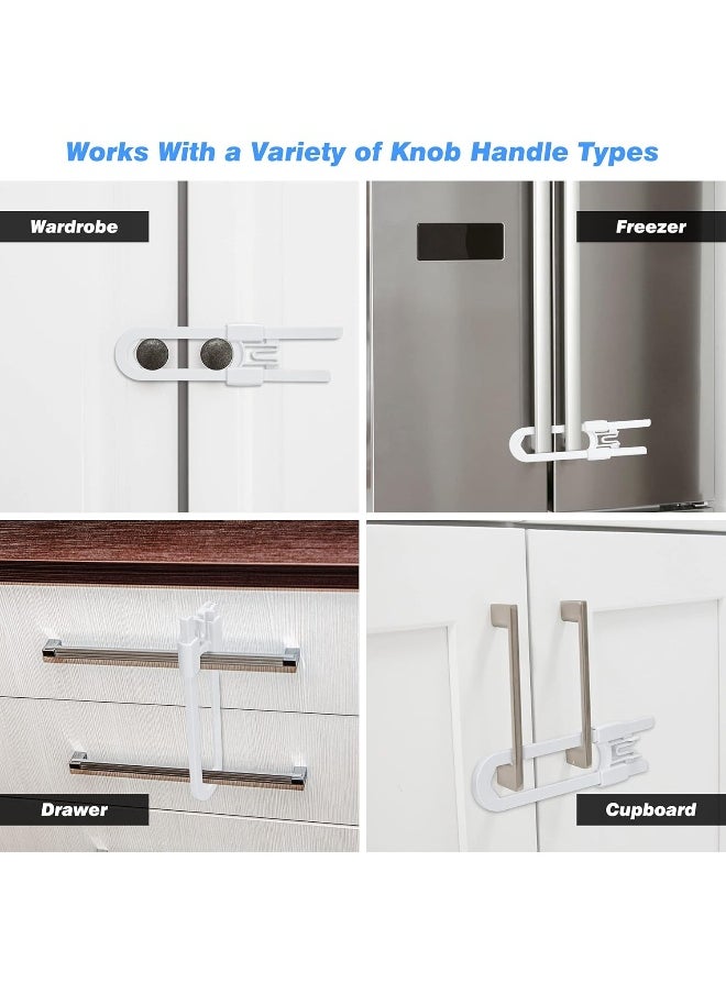 vmaisi 20 Pack U Shaped Sliding Cabinet Locks Baby Proofing - Adjustable Child Safety Locks, Childproof Latches for Kitchen Bathroom Storage Cupboards Doors, Handles and Knobs White