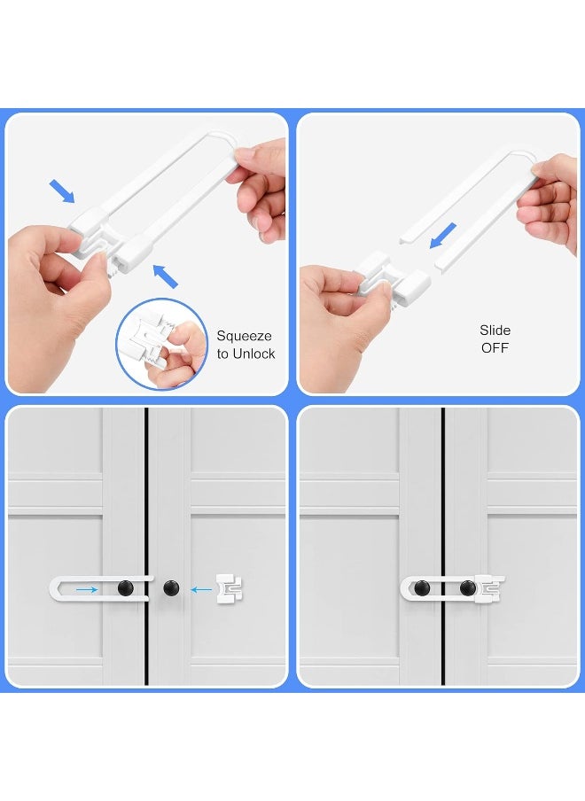 vmaisi 20 Pack U Shaped Sliding Cabinet Locks Baby Proofing - Adjustable Child Safety Locks, Childproof Latches for Kitchen Bathroom Storage Cupboards Doors, Handles and Knobs White