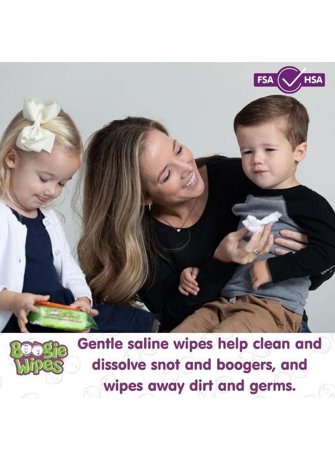 Boogie Gentle Saline Nose Wipes Original Fresh Scent - Set of 3 (90 Wipes Total)