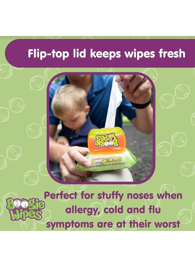 Boogie Gentle Saline Nose Wipes Original Fresh Scent - Set of 3 (90 Wipes Total)