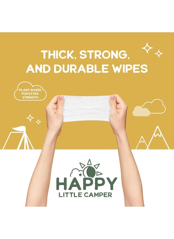 Happy Little Camper Natural Cotton Baby Wipes with Organic Aloe Vera and Natural Vitamin E, Chlorine-Free, Unscented Wet Wipes, Hypoallergenic, Gentle on Sensitive Skin, 864 Count