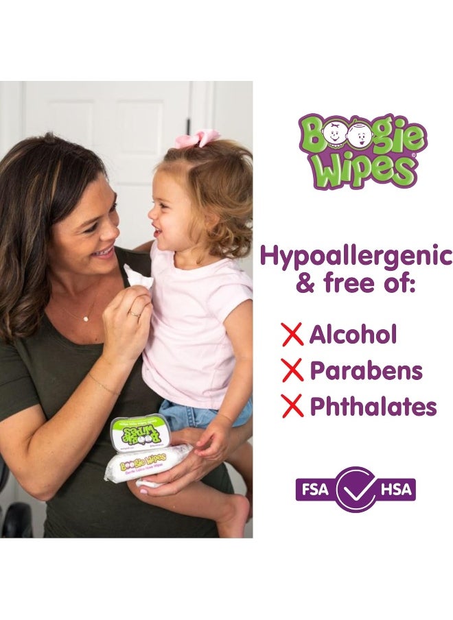 Boogie Wipes Boogie Bundle - 90 Unscented, Gentle, Extra-Soft Wipes with Natural Saline for Stuffed Noses