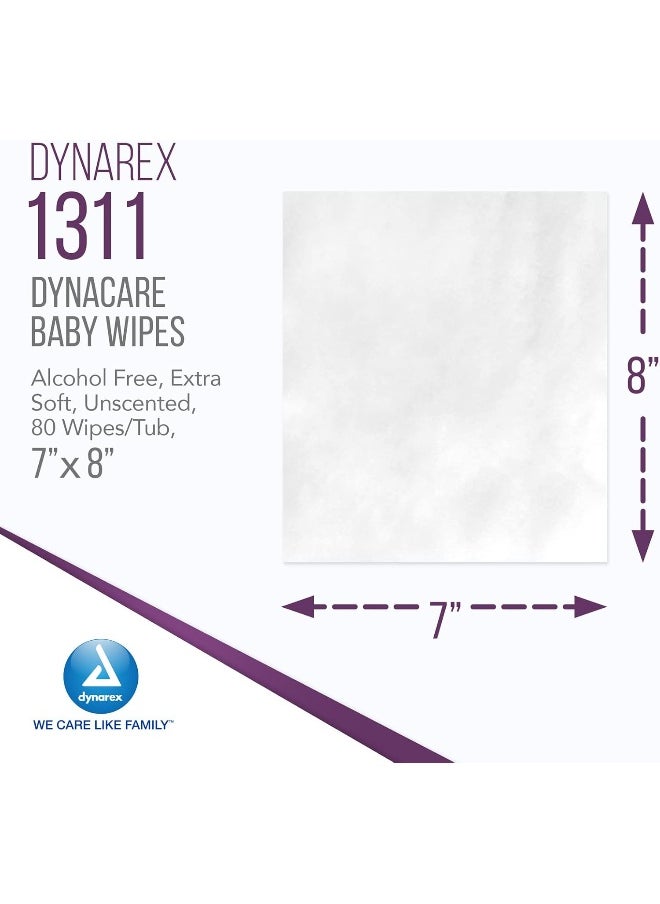 Dynarex Baby Wipes, Unscented, Tub, Case/960 (12/80s)