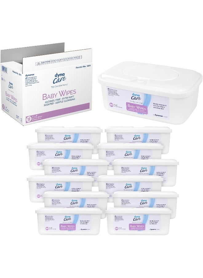 Dynarex Baby Wipes, Unscented, Tub, Case/960 (12/80s)