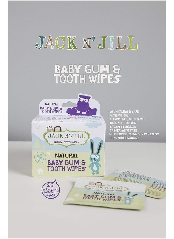 Jack N' Jill Baby Gum and Tooth Wipes, White, 25 Pack