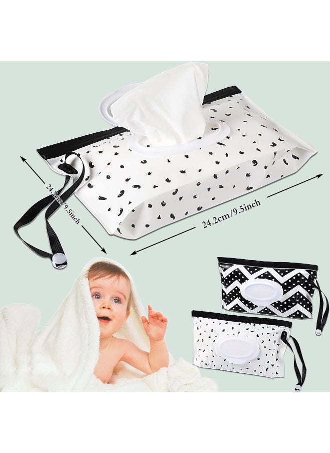 FEBSNOW 2 Pack Baby Wipe Dispenser, Portable Refillable Wipe Holder, Baby Wipes Container, Wipe Dispenser, Reusable Travel Wet Wipe Pouch