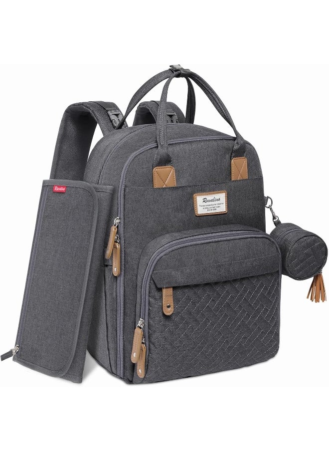 RUVALINO Diaper Bag Backpack, Neutral All-in-One Baby Bags for Boy Girl, Multifunction Travel Backpack