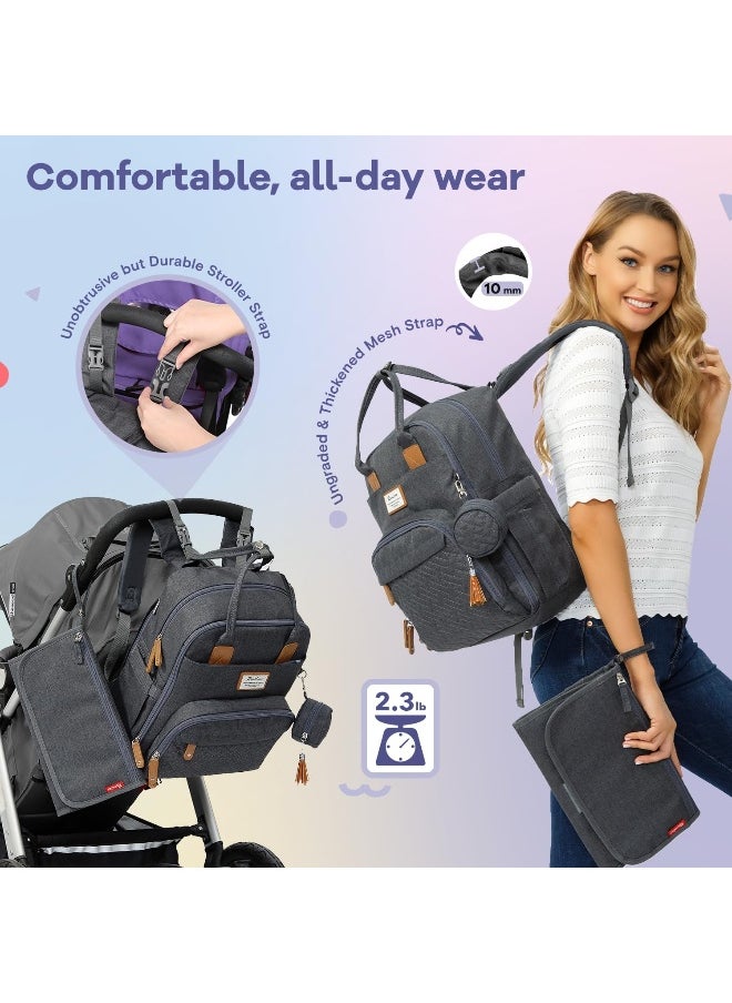 RUVALINO Diaper Bag Backpack, Neutral All-in-One Baby Bags for Boy Girl, Multifunction Travel Backpack