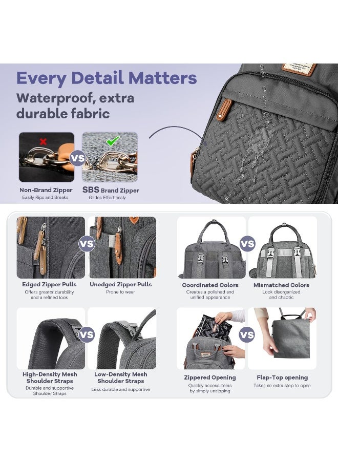 RUVALINO Diaper Bag Backpack, Neutral All-in-One Baby Bags for Boy Girl, Multifunction Travel Backpack