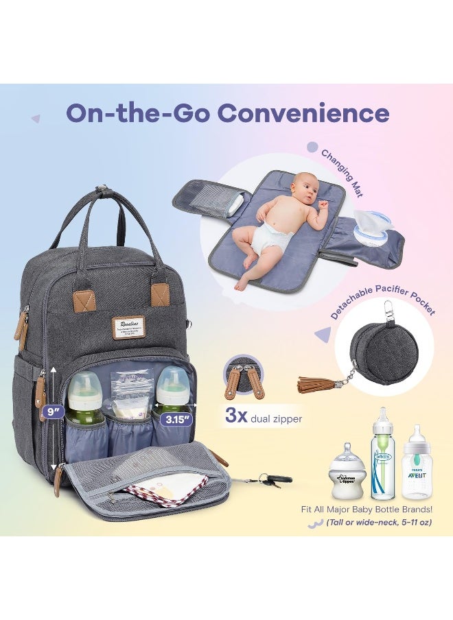 RUVALINO Diaper Bag Backpack, Neutral All-in-One Baby Bags for Boy Girl, Multifunction Travel Backpack