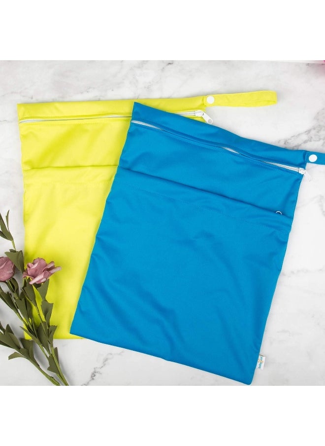 babygoal Wet Dry Bags 3 Pack for Baby Cloth Diapers, Washable Travel Bags, Beach, Pool, Gym Bag for Swimsuits & Wet Clothes with 2 Pockets