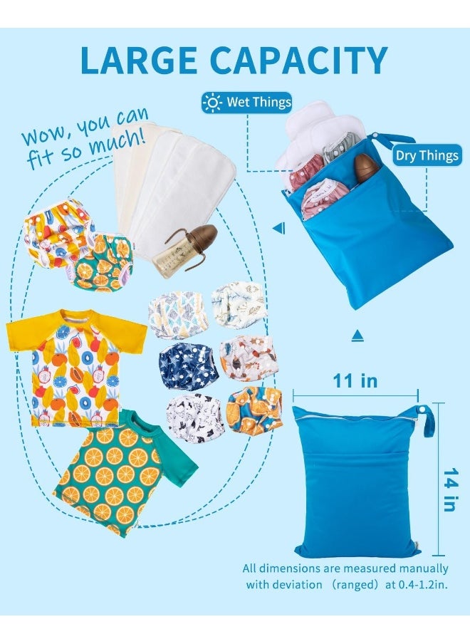 babygoal Wet Dry Bags 3 Pack for Baby Cloth Diapers, Washable Travel Bags, Beach, Pool, Gym Bag for Swimsuits & Wet Clothes with 2 Pockets