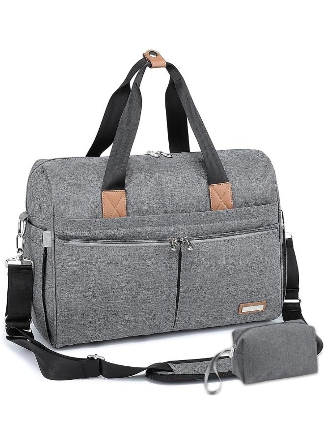 RUVALINO Diaper Bag, Large Travel Diaper Tote Multifunction for Mom and Dad Convertible Baby Bag for Boys and Girls with Changing Pad, Insulated Pockets