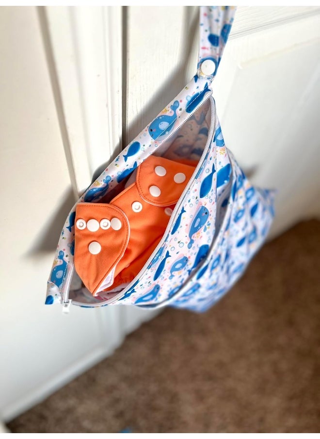 ALVABABY 2pcs Cloth Diaper Wet/Dry Bags|Waterproof Reusable with Two Zippered Pockets|Travel, Beach, Pool, Daycare, Soiled Baby Items,Yoga，Gym Bag or Wet Cloth Bag