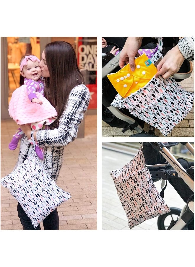 ALVABABY 2pcs Cloth Diaper Wet Dry Bags Waterproof Reusable with Two Zippered Pockets Travel Beach Pool Daycare Soiled Baby Items Yoga Gym Bag for Swimsuits or Wet Clothes