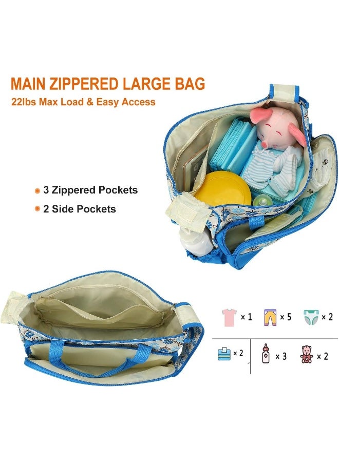 Moclever 5PCS Diaper Bag Tote Set - Baby Bags for Mom (Blue), Blue, Large