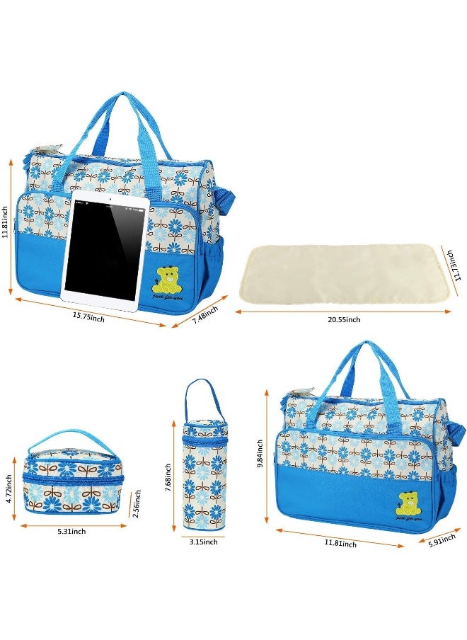 Moclever 5PCS Diaper Bag Tote Set - Baby Bags for Mom (Blue), Blue, Large