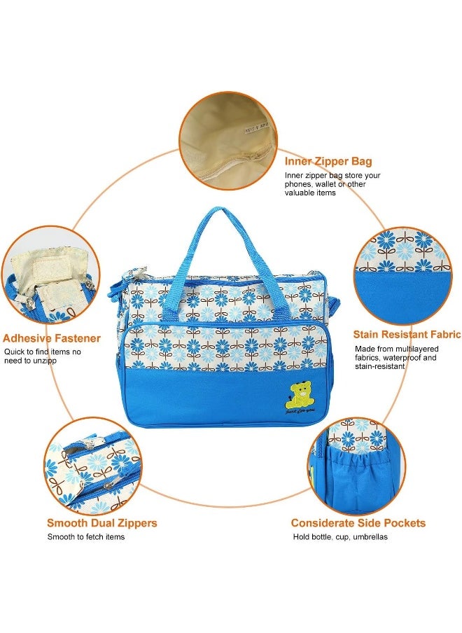 Moclever 5PCS Diaper Bag Tote Set - Baby Bags for Mom (Blue), Blue, Large