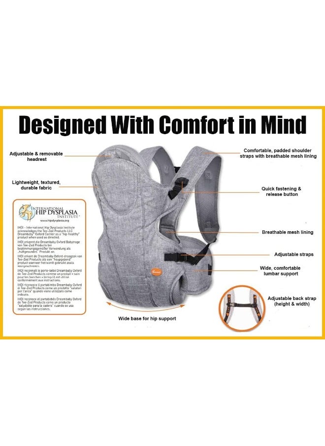 Dreambaby Oxford Adjustable 3-in-1 Position Baby Carrier - Comfortable and Stylish Baby Wrap for Newborns to Toddlers -Suitable for Children 7.5 - 33lbs (Approximately 3-12 Months of Age)