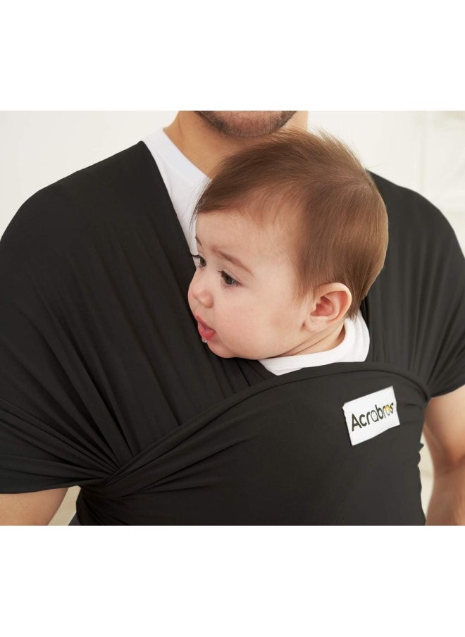 Acrabros Baby Wrap Carrier, Hands Free Baby Carrier Sling, Lightweight, Breathable, Softness, Perfect for Newborn Infants and Babies Shower Gift, Black