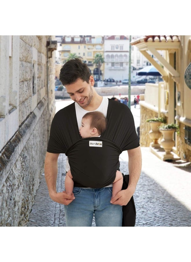 Acrabros Baby Wrap Carrier, Hands Free Baby Carrier Sling, Lightweight, Breathable, Softness, Perfect for Newborn Infants and Babies Shower Gift, Black