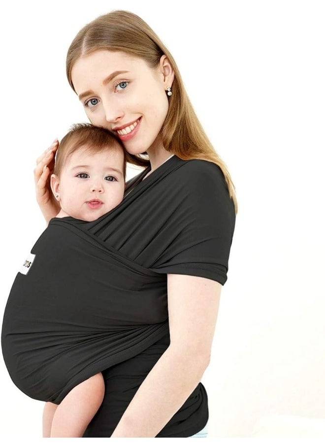 Acrabros Baby Wrap Carrier, Hands Free Baby Carrier Sling, Lightweight, Breathable, Softness, Perfect for Newborn Infants and Babies Shower Gift, Black