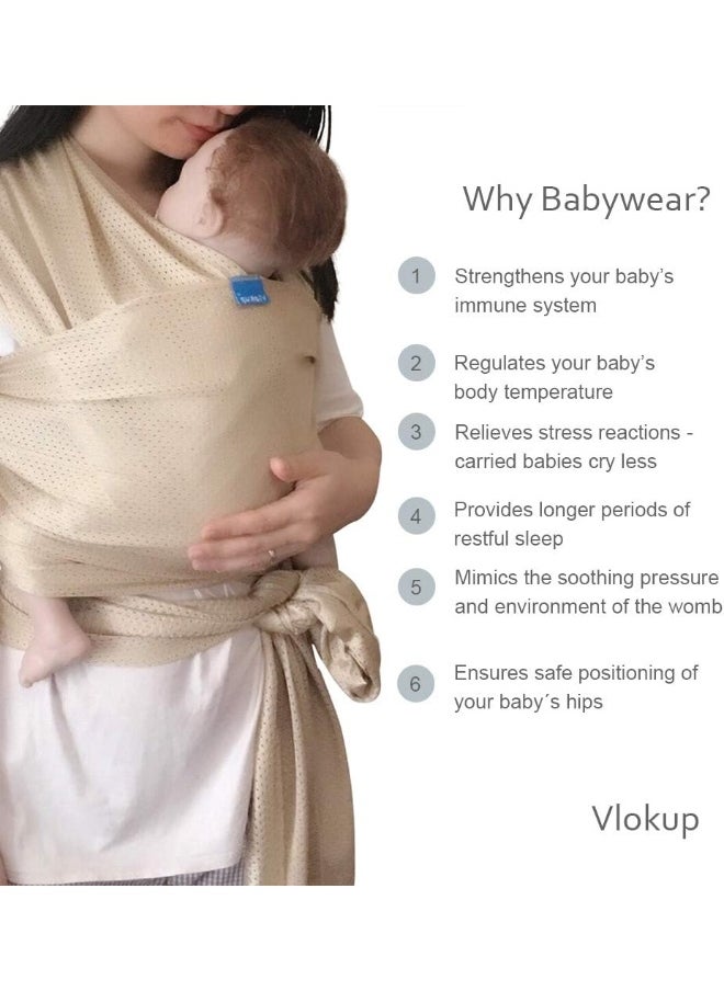 Vlokup Baby Wrap Sling Carrier for Newborn, Infant, Toddler, Child Breathable Lightweight Stretch Mesh Water Sling Nice for Summer, Pool, Beach, Swimming Perfect Shower Gift Grey