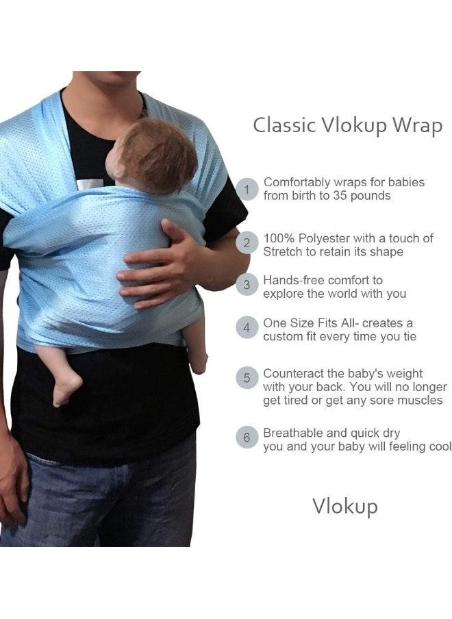Vlokup Baby Wrap Sling Carrier for Newborn, Infant, Toddler, Child Breathable Lightweight Stretch Mesh Water Sling Nice for Summer, Pool, Beach, Swimming Perfect Shower Gift Grey