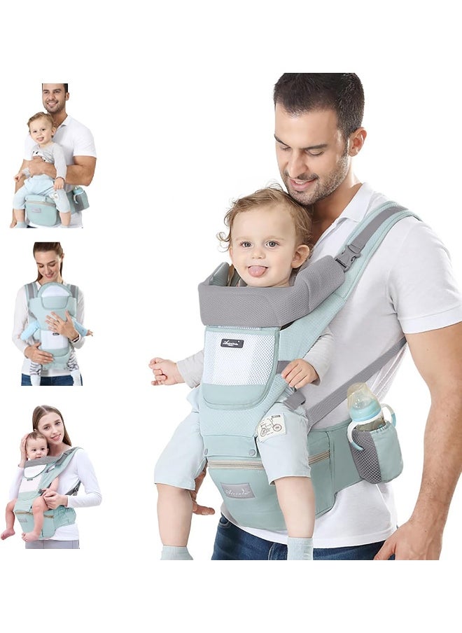 Ocanoiy Baby Carrier Newborn to Toddler Baby Wrap Carrier with Hip Seat Lumbar Support Adjustable One Size Fits All Toddler Infant Baby Holder Carrier 360 All Seasons