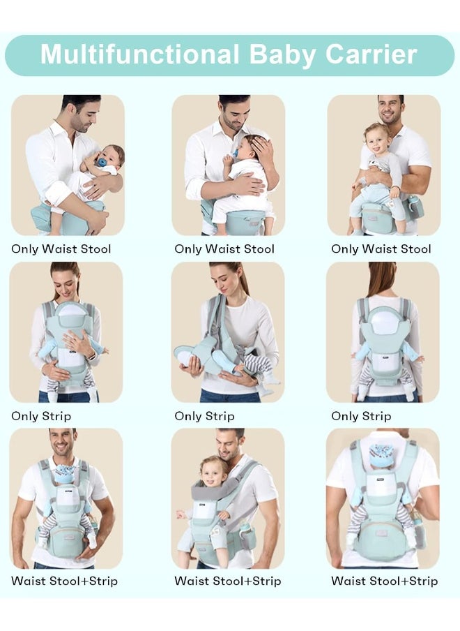 Ocanoiy Baby Carrier Newborn to Toddler Baby Wrap Carrier with Hip Seat Lumbar Support Adjustable One Size Fits All Toddler Infant Baby Holder Carrier 360 All Seasons