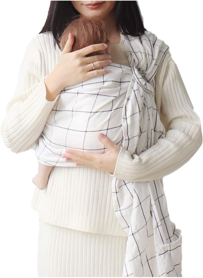 Vlokup Ring Sling Baby Carrier, Soft Cotton Baby Sling Carrier Newborn to Toddler, Baby Wrap Carrier for Plus Size Parents, Perfect Shower Gift, White Plaid