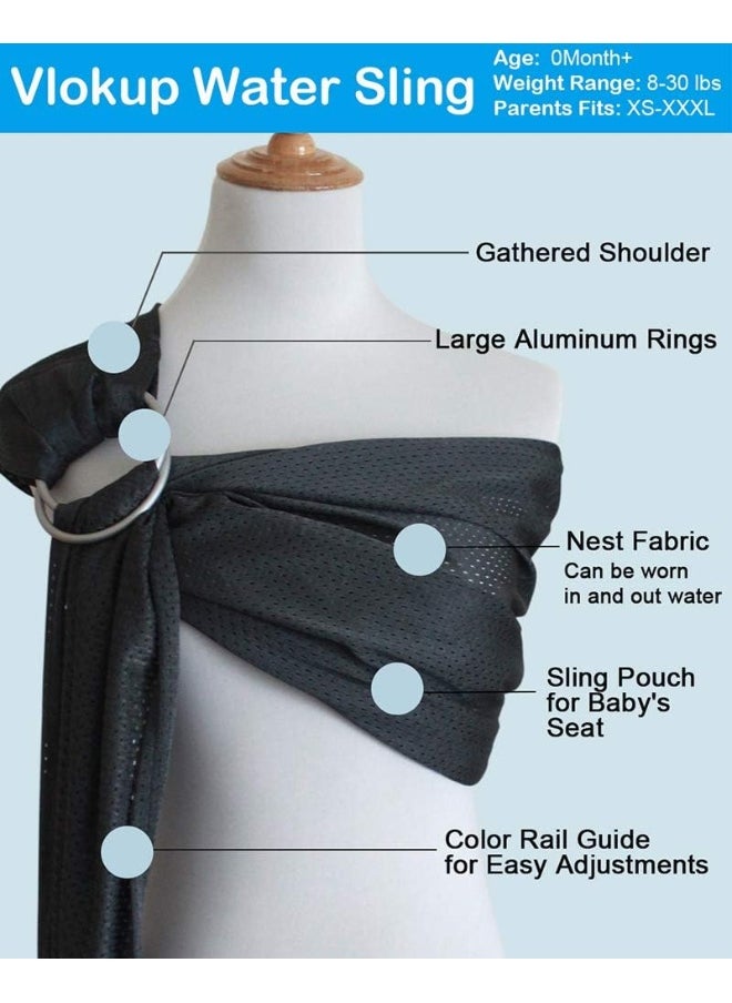 Vlokup Baby Water Ring Sling Carrier | Lightweight Breathable Mesh Baby Wrap for Infant, Newborn, Kids and Toddlers | Perfect for Summer, Swimming, Pool, Beach | Great for Dad Too Lakeblue