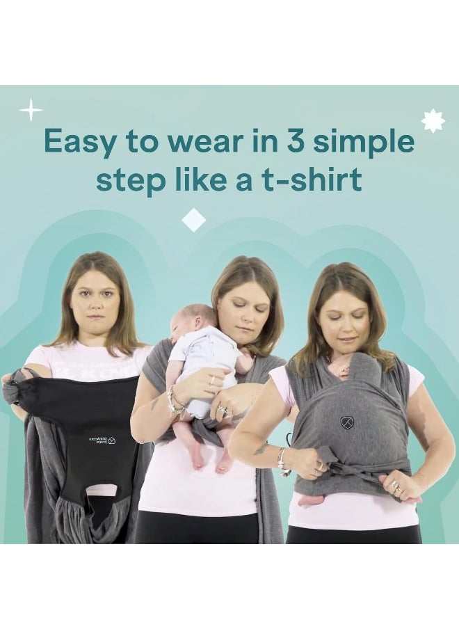 Koala Babycare Baby Sling Easy to Wear - Certified Ergonomic Support - Multi-Purpose Stretchy Baby Carrier Suitable up to 9 kg - Baby Wrap Carrier for Newborn - Light Grey - Registered Design