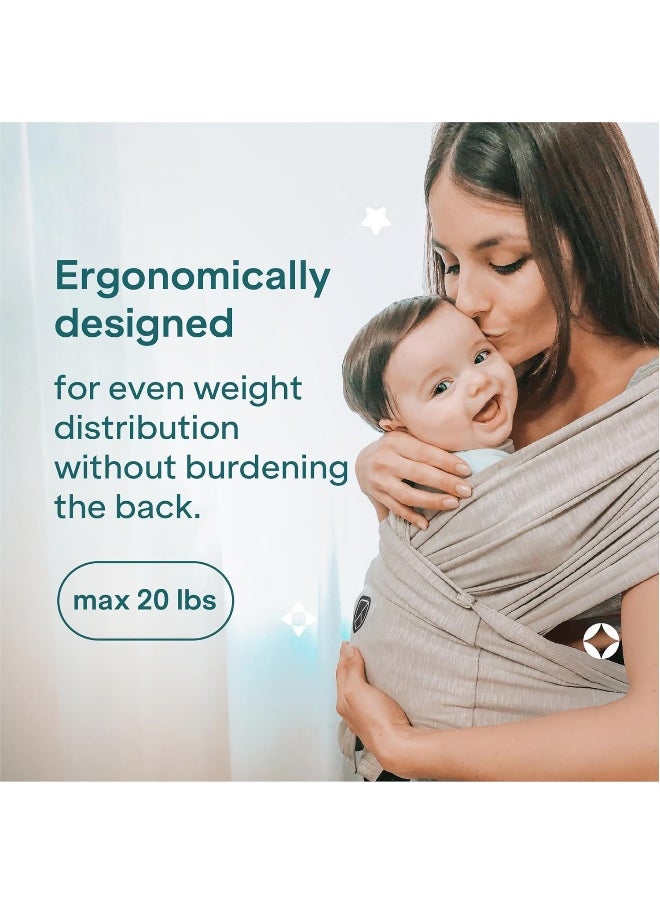 Koala Babycare Baby Sling Easy to Wear - Certified Ergonomic Support - Multi-Purpose Stretchy Baby Carrier Suitable up to 9 kg - Baby Wrap Carrier for Newborn - Light Grey - Registered Design