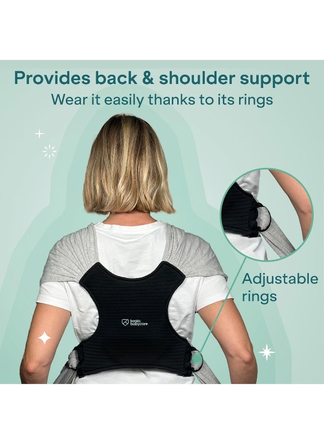 Koala Babycare Baby Sling Easy to Wear - Certified Ergonomic Support - Multi-Purpose Stretchy Baby Carrier Suitable up to 9 kg - Baby Wrap Carrier for Newborn - Light Grey - Registered Design
