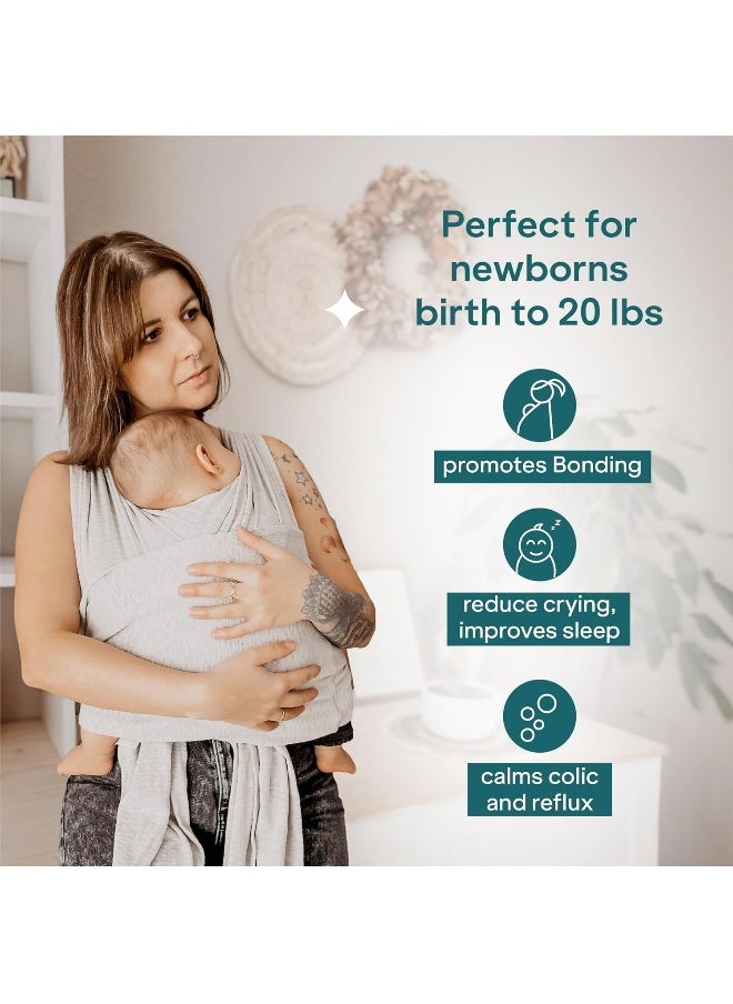 Koala Babycare Baby Sling Easy to Wear - Certified Ergonomic Support - Multi-Purpose Stretchy Baby Carrier Suitable up to 9 kg - Baby Wrap Carrier for Newborn - Light Grey - Registered Design