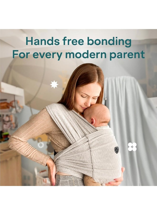 Koala Babycare Baby Sling Easy to Wear - Certified Ergonomic Support - Multi-Purpose Stretchy Baby Carrier Suitable up to 9 kg - Baby Wrap Carrier for Newborn - Light Grey - Registered Design