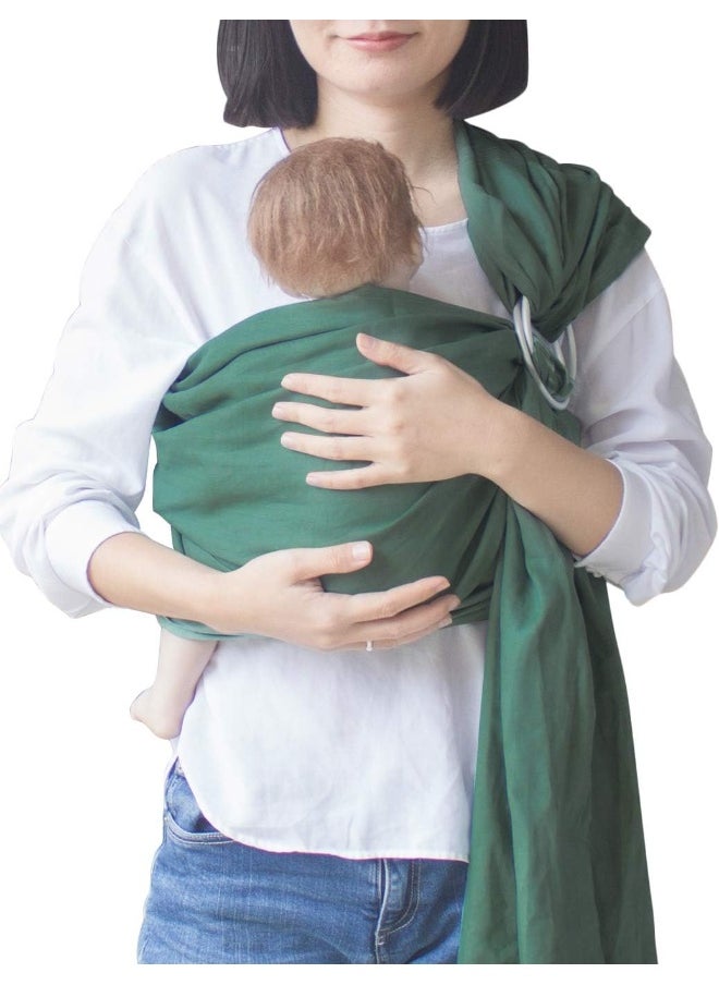 Vlokup Ring Sling Baby Carrier, Soft Linen Cotton Baby Sling Carrier Newborn to Toddler, Baby Wrap Carrier for Plus Size Parents, Perfect Shower Gift, Green