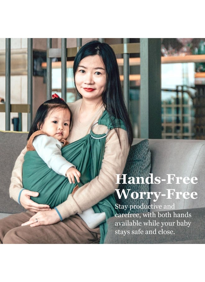 Vlokup Ring Sling Baby Carrier, Soft Linen Cotton Baby Sling Carrier Newborn to Toddler, Baby Wrap Carrier for Plus Size Parents, Perfect Shower Gift, Green