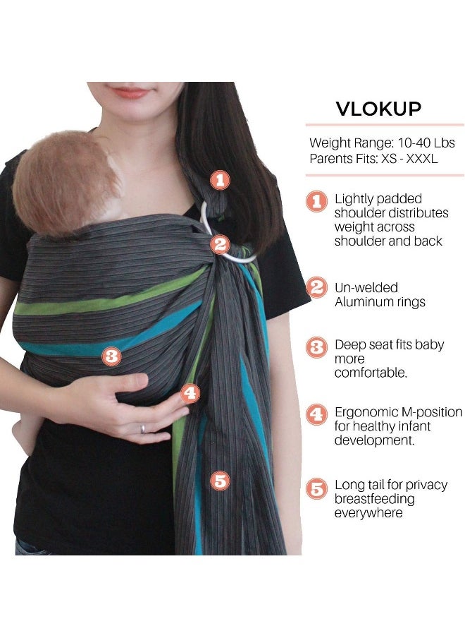 Vlokup Ring Sling Baby Carrier, Soft Linen Cotton Baby Sling Carrier Newborn to Toddler, Baby Wrap Carrier for Plus Size Parents, Perfect Shower Gift, Green