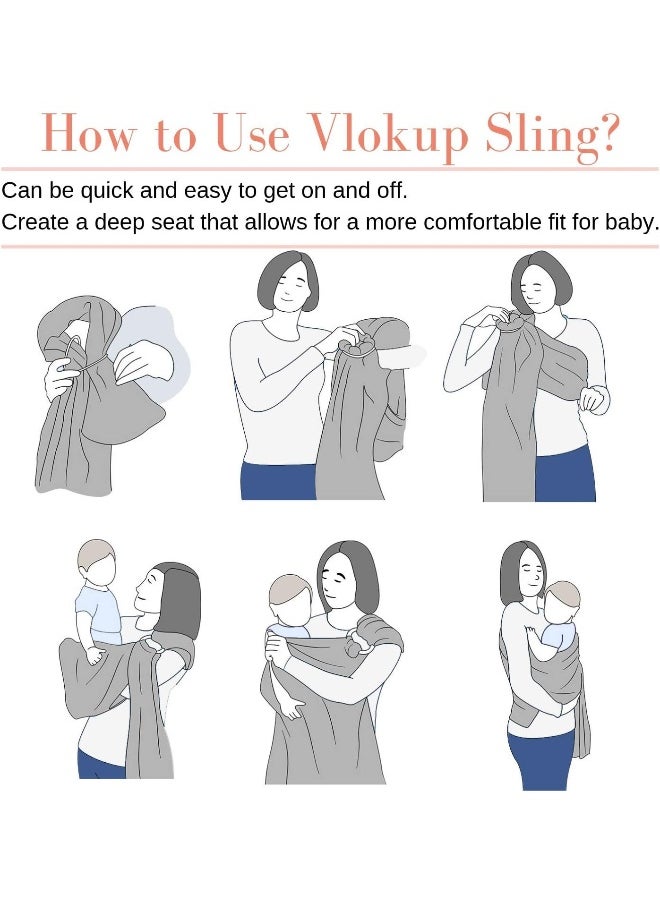 Vlokup Ring Sling Baby Carrier, Soft Linen Cotton Baby Sling Carrier Newborn to Toddler, Baby Wrap Carrier for Plus Size Parents, Perfect Shower Gift, Green